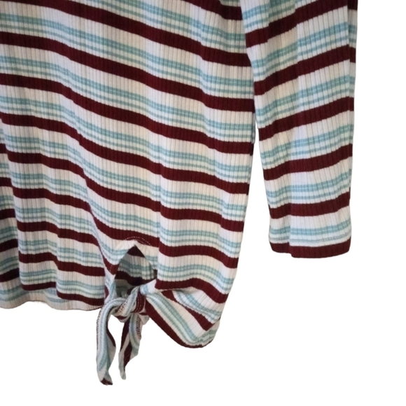 2/$25 St.John's Bay Mock Neck LS Tees Striped Tie Side Soft Layering 90's Y2K M - Picture 9 of 11